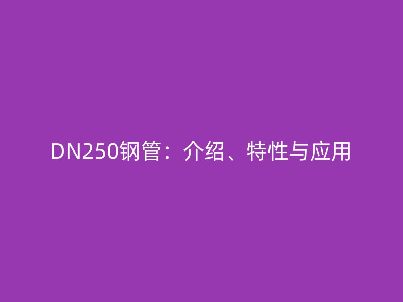 DN250鋼管：介紹、特性與應用