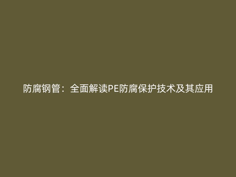 防腐鋼管：全面解讀PE防腐保護技術及其應用