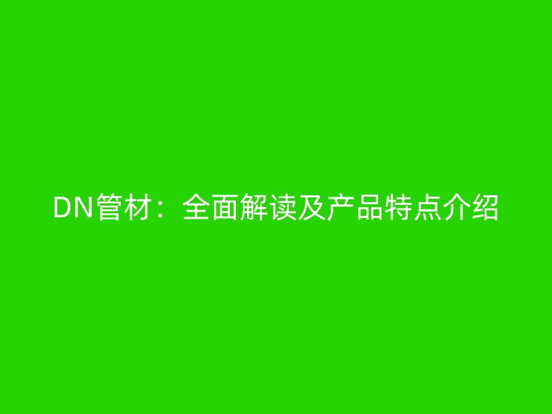 DN管材：全面解讀及產品特點介紹