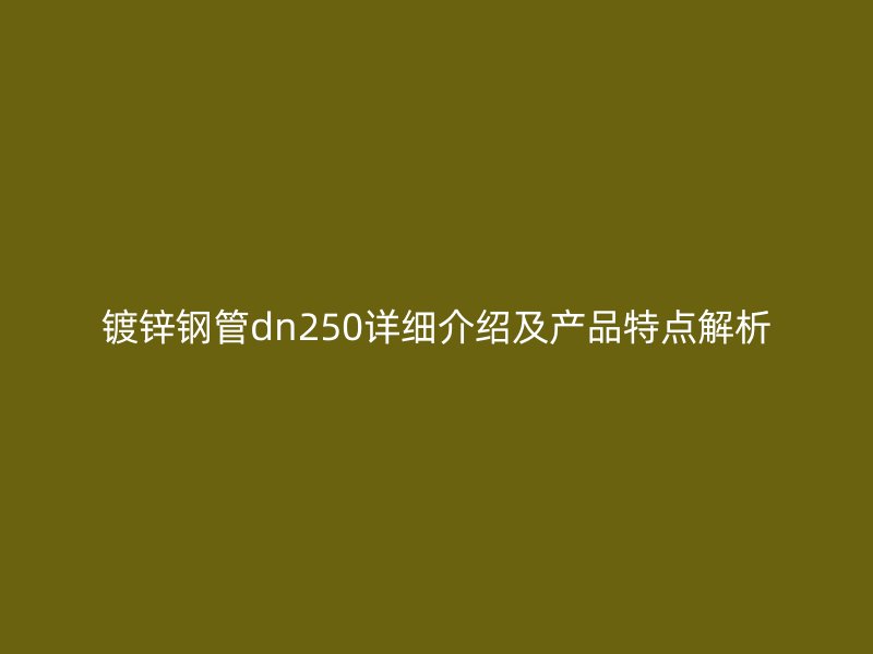 鍍鋅鋼管dn250詳細介紹及產品特點解析